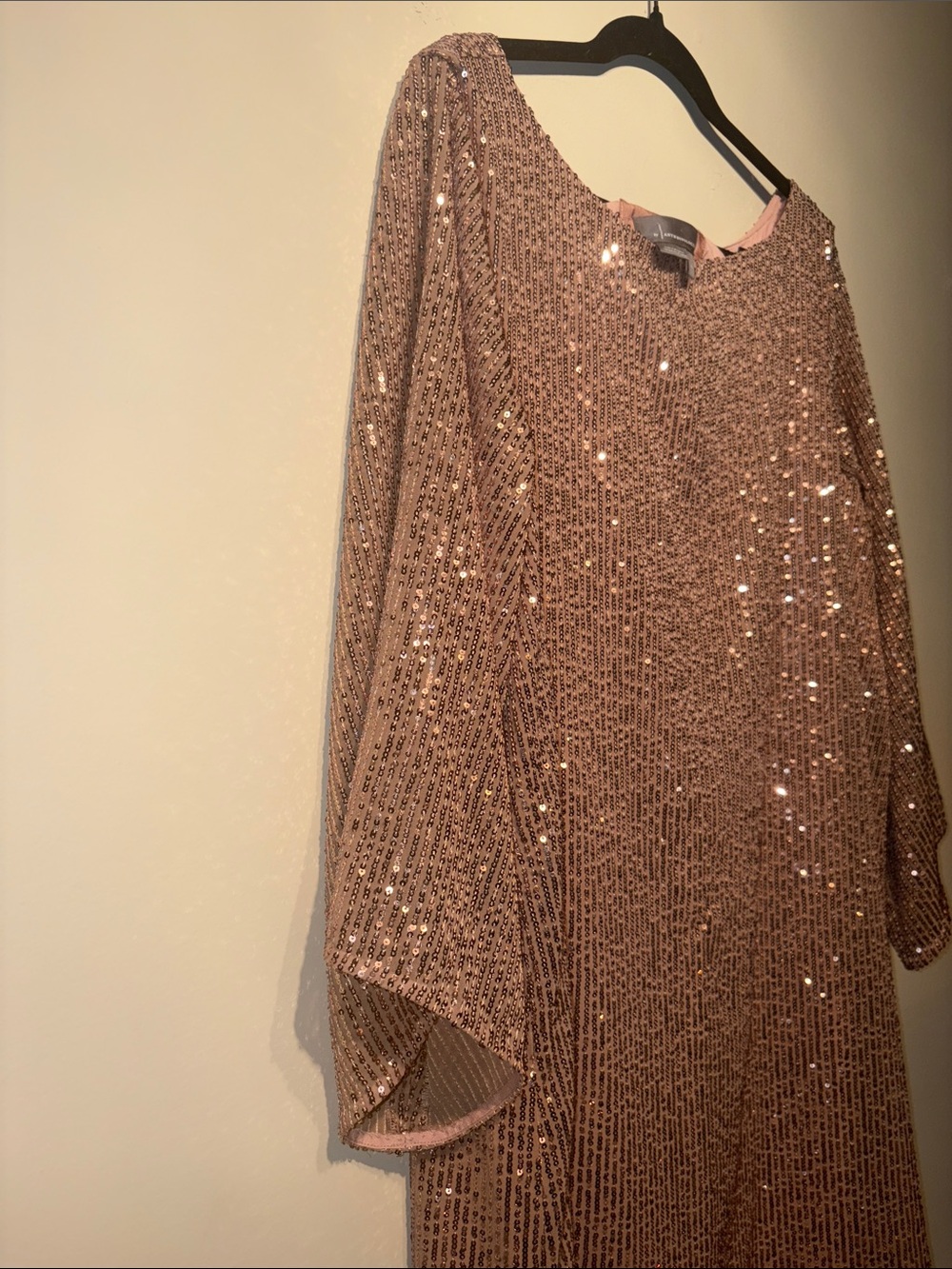 Anthropologie Rose Gold Sequin Shift Dress - Picture 6 of 10